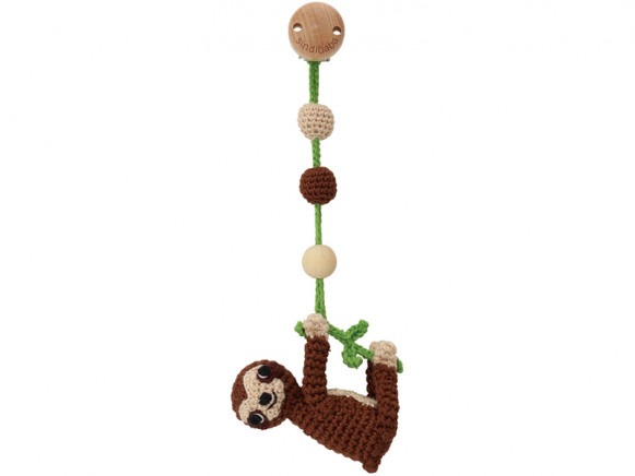 Sindibaba crochet pram clip SLOTH SLEEPY brown