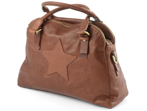 Smallstuff leather bag in chestnut with star