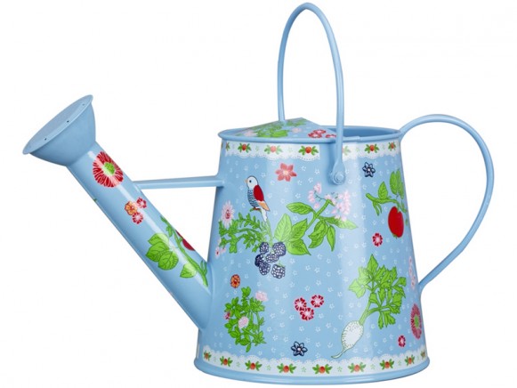 Watering can with birds and flowers