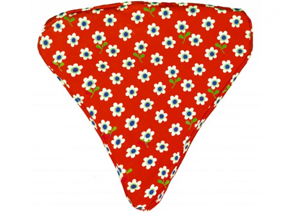Saddle cover with flowers in red