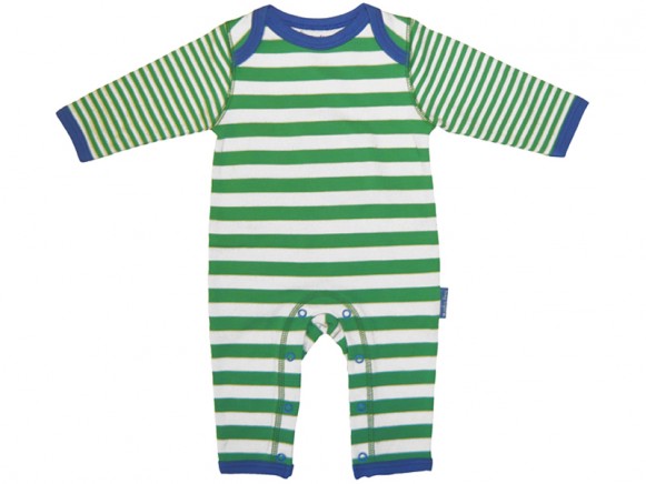 Toby Tiger sleepsuit with green-white stripes