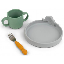 Done by Deer Silicone Dinner Set PEEKABOO grey mix