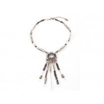 FIVA necklace (Rauchquarz, Bergkristall, Perlmutt, versilberte E