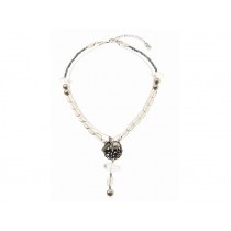 FIVA necklace (Rauchquarz, Bergkristall, Horn, Silberkette)