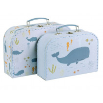 A Little Lovely Company Set of 2 Suitcases OCEAN