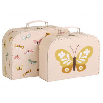 A Little Lovely Company Set of 2 Suitcases BUTTERFLIES