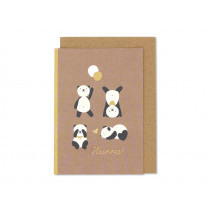 Ava & Yves Greeting Card HURRA Pandas dusky pink