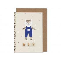 Ava & Yves Greeting Card for Birth LEOPARD Boy blue
