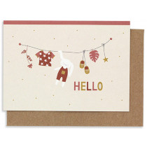 Ava & Yves Greeting Card for Birth Clothes Line Rabbit HELLO rose