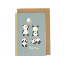 Ava & Yves Greeting Card HURRA Pandas mint