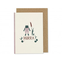 Ava & Yves Greeting Card FROG "Hurra" rosa