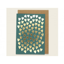 Ava & Yves Greeting Card HEARTS green