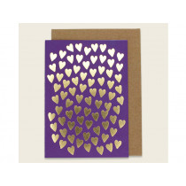 Ava & Yves Greeting Card HEARTS purple