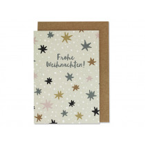 Ava & Yves Greeting Card FROHE WEIHNACHTEN stars creme