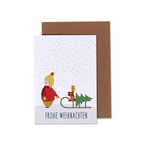 Ava & Yves Greeting Card WINTER BOY "Frohe Weihnachten" red
