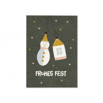 Ava & Yves Postcard CHRISTMAS ORNAMENTS "Frohes Fest"
