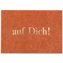 Ava & Yves Postcard with Gold Foil "Auf Dich" orange