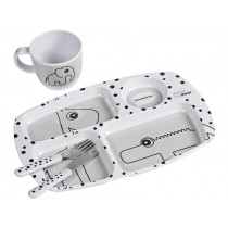 Done by Deer HAPPY DOTS dinner set grey
