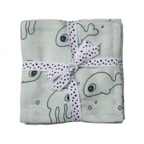 Done by Deer Burp and Swaddle Cloth 2-pack SEA FRIENDS blue