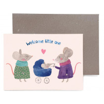 Frau Ottilie Greeting card for birth WELCOME LITTLE ONE Mice parents