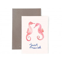 Frau Ottilie Greeting card for wedding JUST MARRIED Seahorses