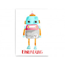 Frau Ottilie Postcard INVITATION robot for children's birthday party