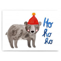 Frau Ottilie Postcard HO HO HO bear for Christmas