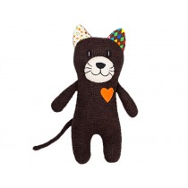 Hickups Knitted Cat BROWN with heart