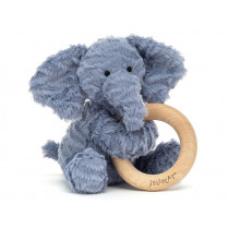 Jellycat Fuddlewuddle ELEPHANT Wooden Ring Toy
