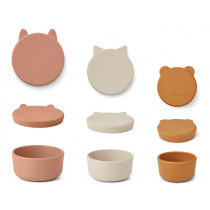 LIEWOOD 3 Silicone Snack Boxes CORGAN tuscany rose mix
