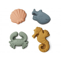 LIEWOOD 4 Pack Gill Sand Moulds SEA CREATURES sandy mix