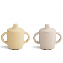 LIEWOOD 2 Silicone Sippy Cups NEIL sandy & wheat mix  