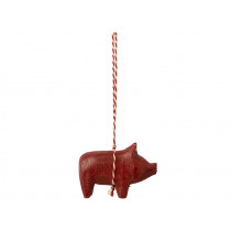 Maileg Wooden Ornament PIG 2023 red
