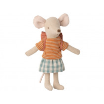 Maileg Big Sister MOUSE WITH BACKPACK orange