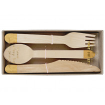 Meri Meri 24 Piece Wooden Cutlery Set GOLD