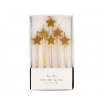 Meri Meri 6 STAR Candles gold