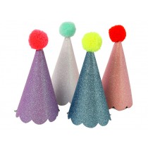 Meri Meri Glitter Party Hats with Pom Poms