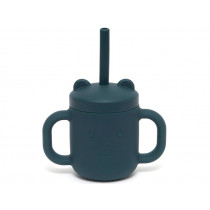 Petit Monkey Silicone STRAW CUP with Handles balsam blue