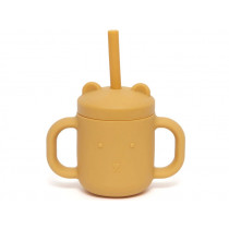 Petit Monkey Silicone STRAW CUP with Handles ochre