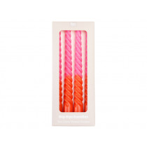 Rex London 4 Dip Dye SPIRAL CANDLES pink & orange
