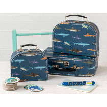 Rex London Set of 3 Mini Suitcases SHARKS
