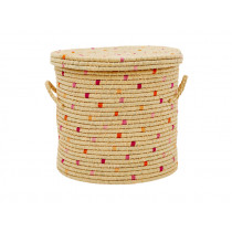 RICE Raffia Laundry Basket RED S