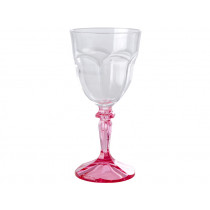 RICE Acrylic Wine Glass TWISTED SWIRLS Clear/Pink