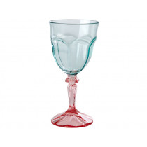 RICE Acrylic Wine Glass TWISTED SWIRLS Mint/Pink