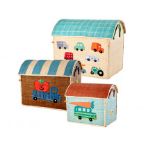 RICE Raffia Toy Basket CARS