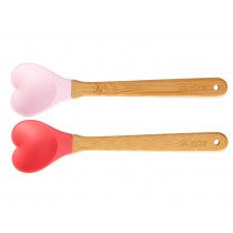 RICE 2 Silicone HEART Spoons Red Kiss / Pink
