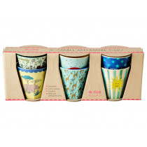 RICE 6 Small Melamine Cups FUNKY blue