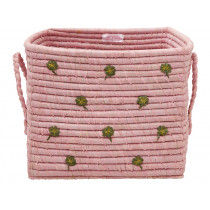 RICE Raffia Basket CLOVER pink