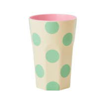 RICE Tall Melamine Cup GREEN DOTS