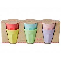 RICE 6 Melamine Cups YIPPIE YIPPIE YEAH Colors